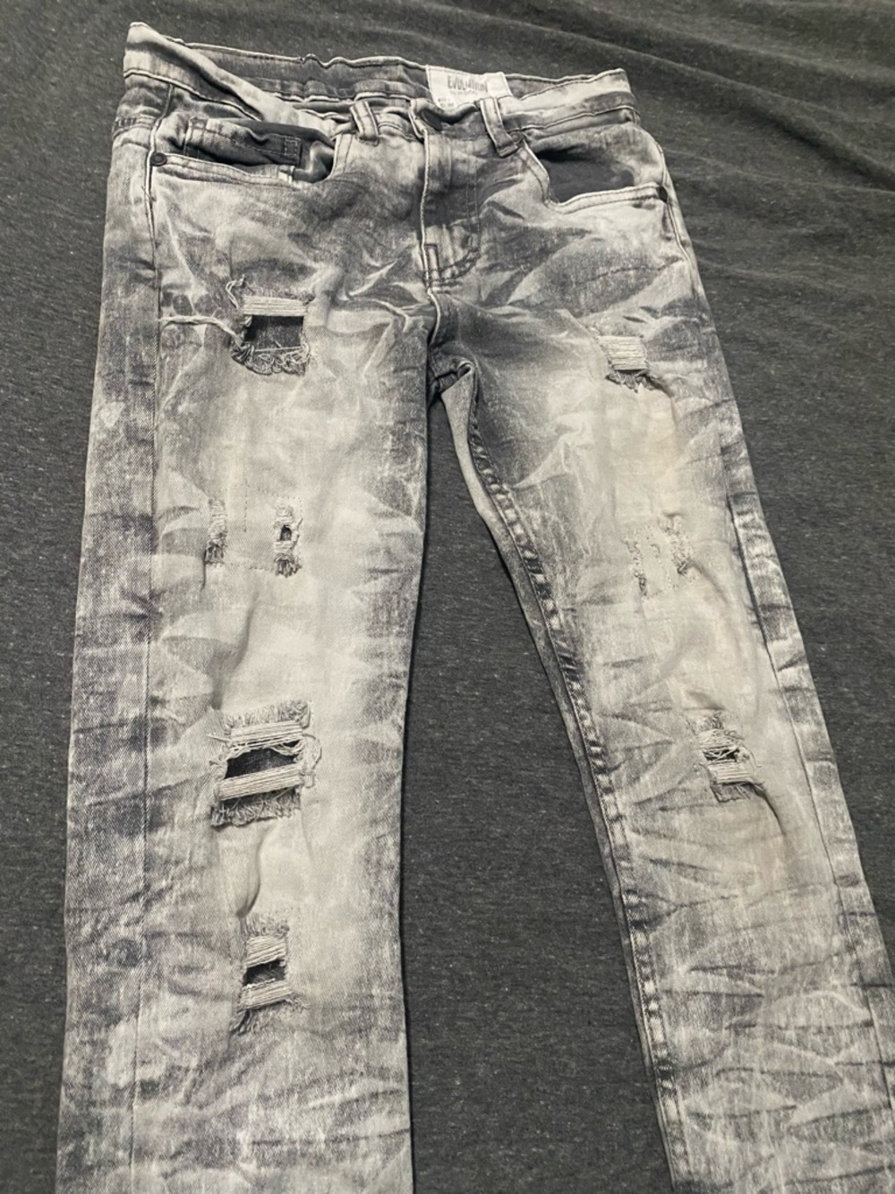 Boys Distressed Grey Skinny Jeans